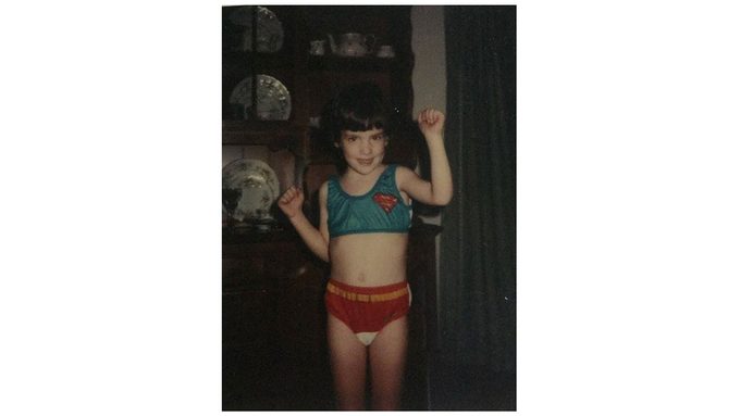 Wonder Woman Fitness, writer as a little girl wearing super hero underoos