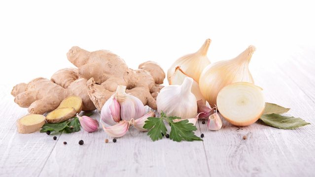 foods for a healthier heart, root vegetables on a cutting board