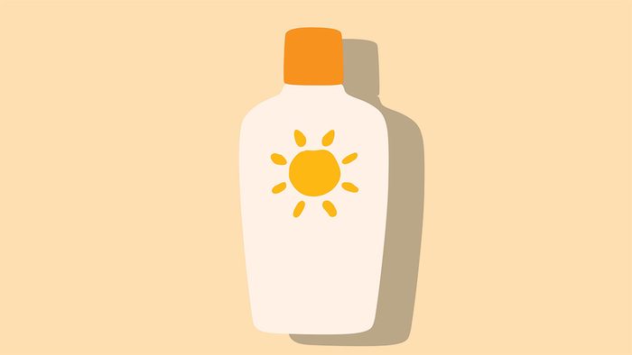 rosacea in the summer, a sketch of a sunscreen bottle