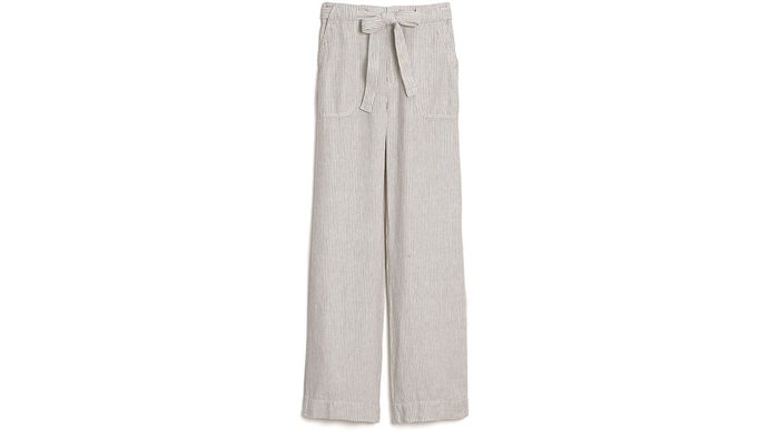summer layering pants, linen striped pants with a drawstring waist
