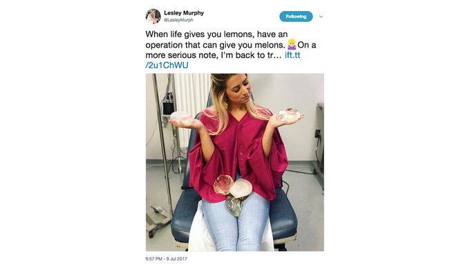 Lesley Murphy breast surgery, her tweet about her surgery