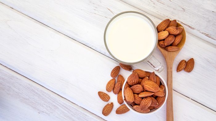 nutrient deficient calcium, a glass of almond milk