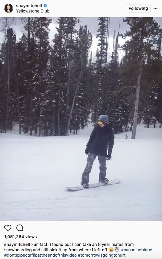 Shay Mitchell stay fit instagram, Shay Mitchell snowboarding