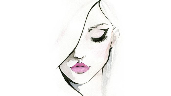 how to use eyeliner properly, a sketch of a woman with a cat-eye