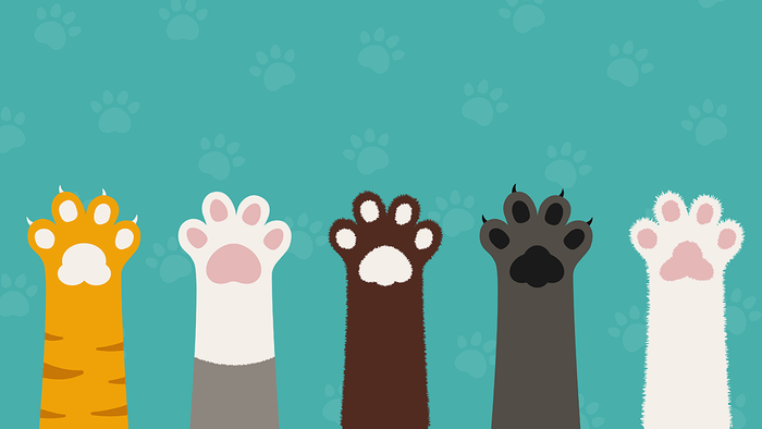 silent signs of asthma, cats and dogs as triggers, illustration of paws