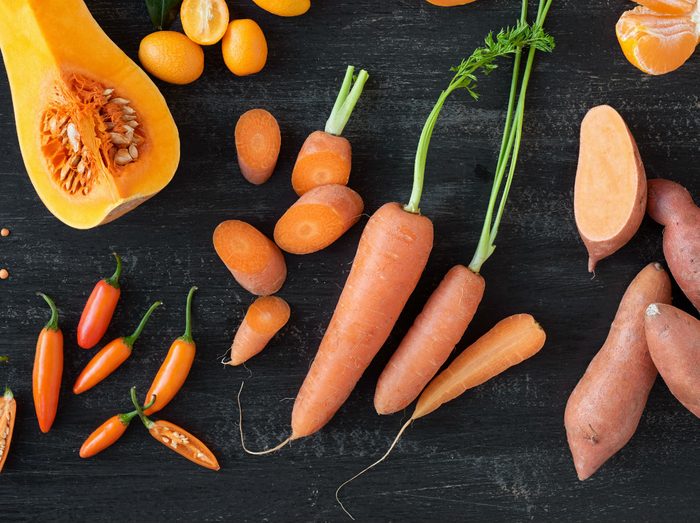 foods that fight colds, orange vegetables including carrots, sweet potato and squash