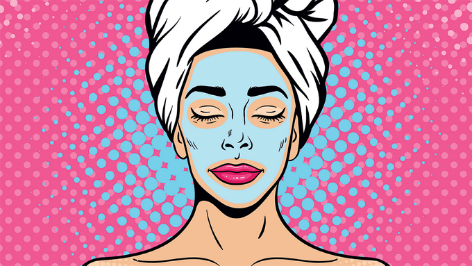 wrinkles and acne advice, an illustration of a woman having a face mask