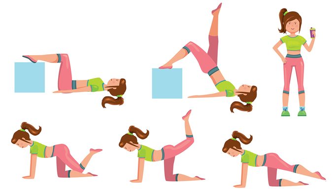 exercising with diabetes, woman illustrated with exercises