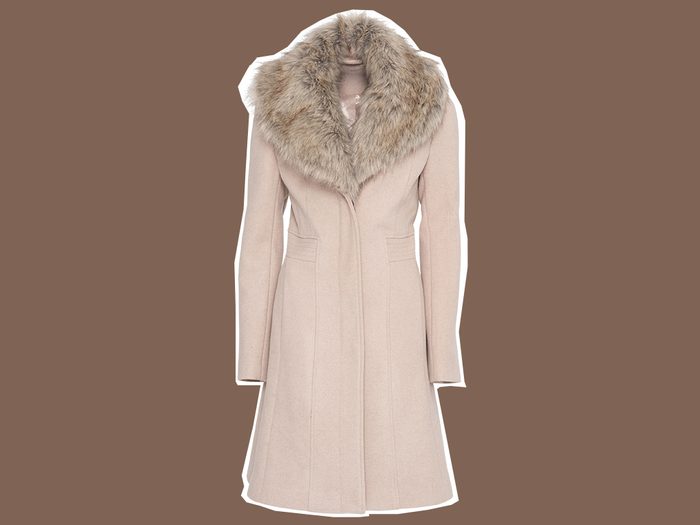 faux fur coat Le Chateau Wool-blend Coat With Faux Fur Collar