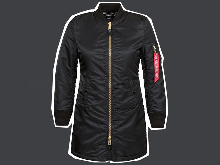 flattering long puffer coats, Alpha Industries MA-1 Long Fill jacket