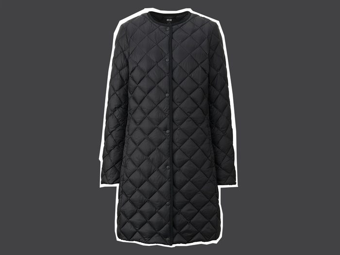 flattering long puffer coat Uniqlo quilted compact coat