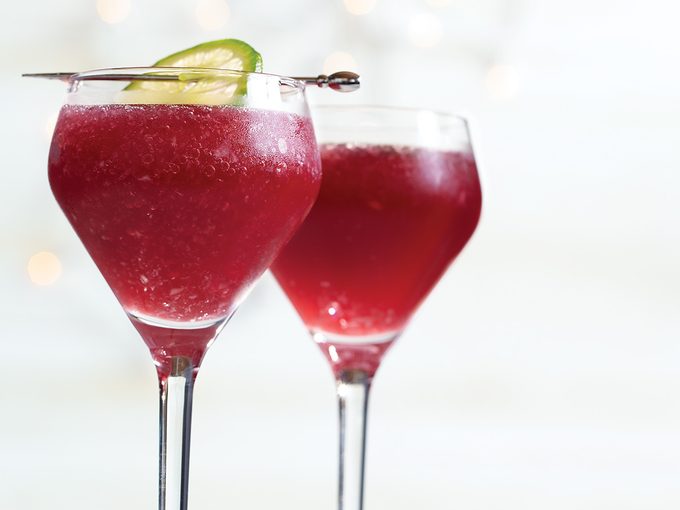 Cocktails, vibrant red Pomarita drink