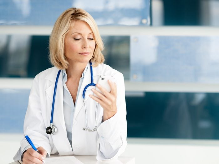 Health myths, A female doctor checks her cell phone