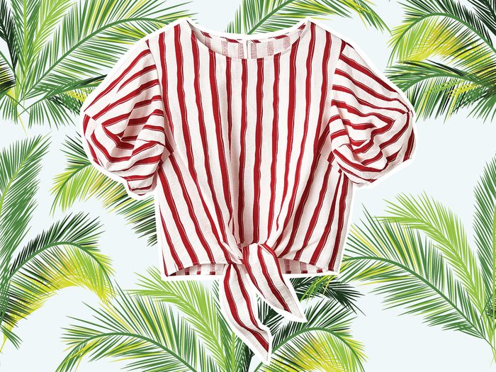 Red and white striped blouse for vacation