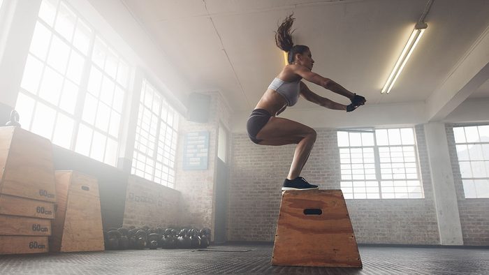 Fitness Tips, woman jumping on box in gym