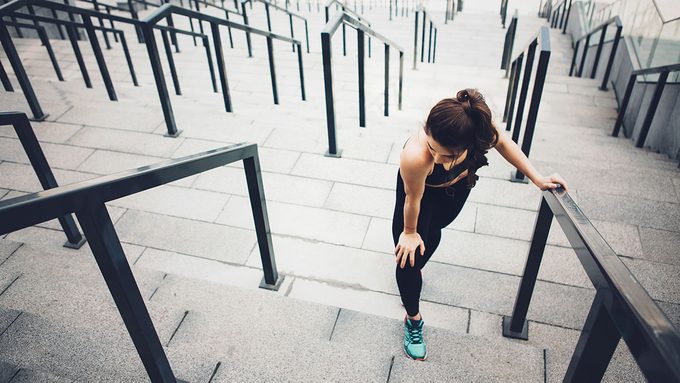 Gain Weight, woman on stairs outdoors