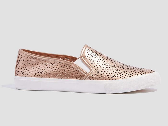 Spring shoes, sparkly rose gold Joe Fresh slip-on sneakers