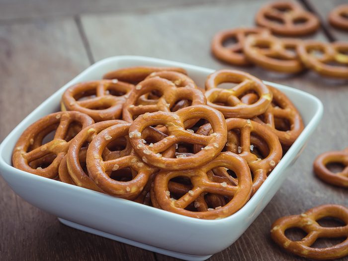 Extreme weight loss, bowl of pretzels