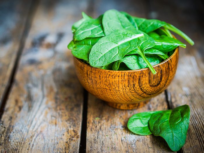 Healthy foods, bowl of spinach