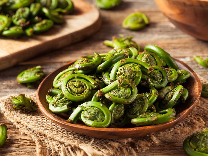 Superfoods, bowl of fiddleheads