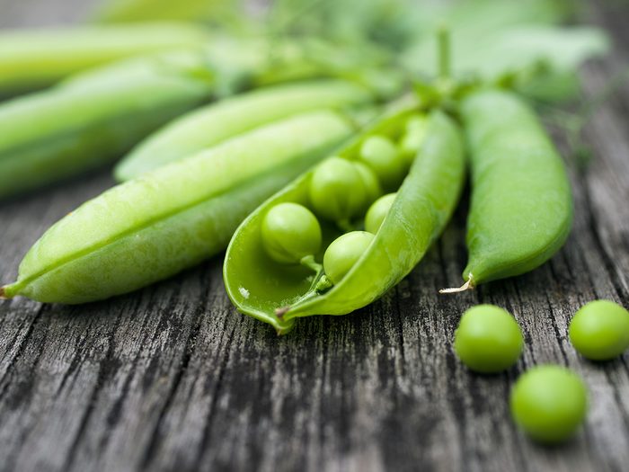 Superfoods, green peas in their pods