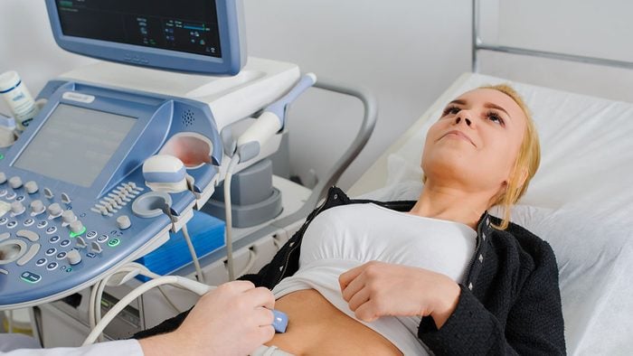Cancer, woman getting an ultrasound