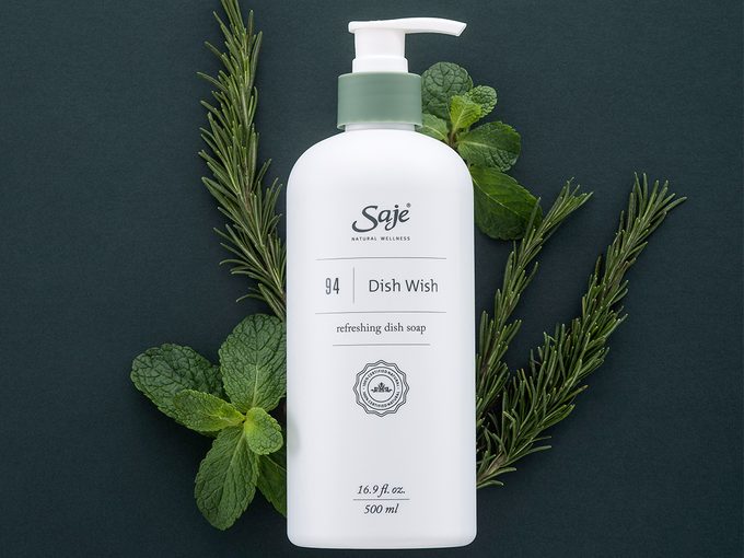 Earth Day Tips, a bottle of Saje Wellness Dish Wish soap