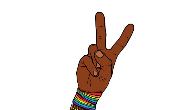 LGBTQ peace sign