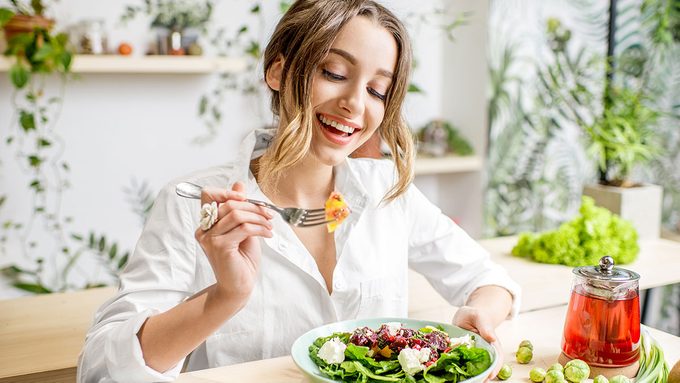 Celiac Disease Treatment, woman eating a salad