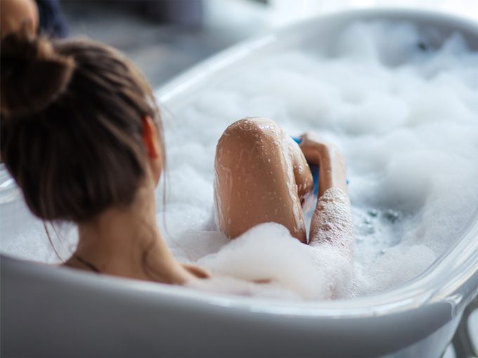Prevent Eczema, woman in tub