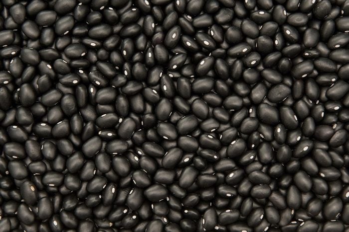Closeup image of ecological black beans seen from above
