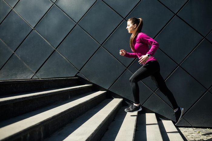 woman running jogging stairs