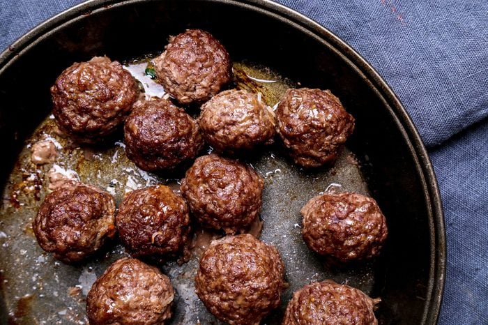 Cooking, food. Meatballs on the pan