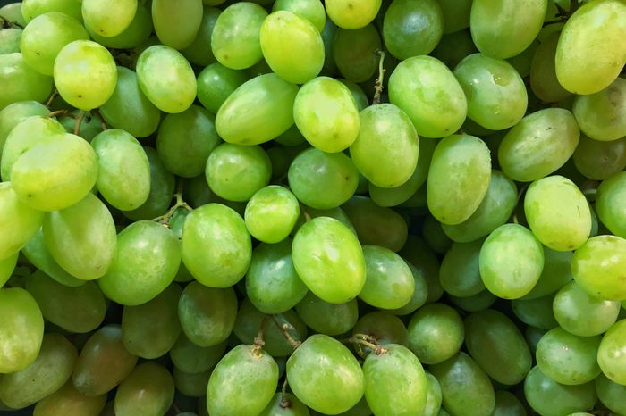 Close up of the fresh green grapes.