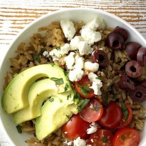 A Simple Greek-Style Rice Bowl for Two