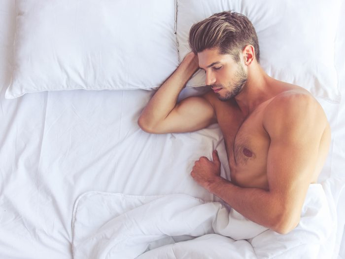 Sleeping naked - guy in bed