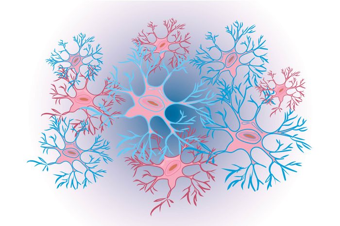 Graphic of multiple connected glial cells