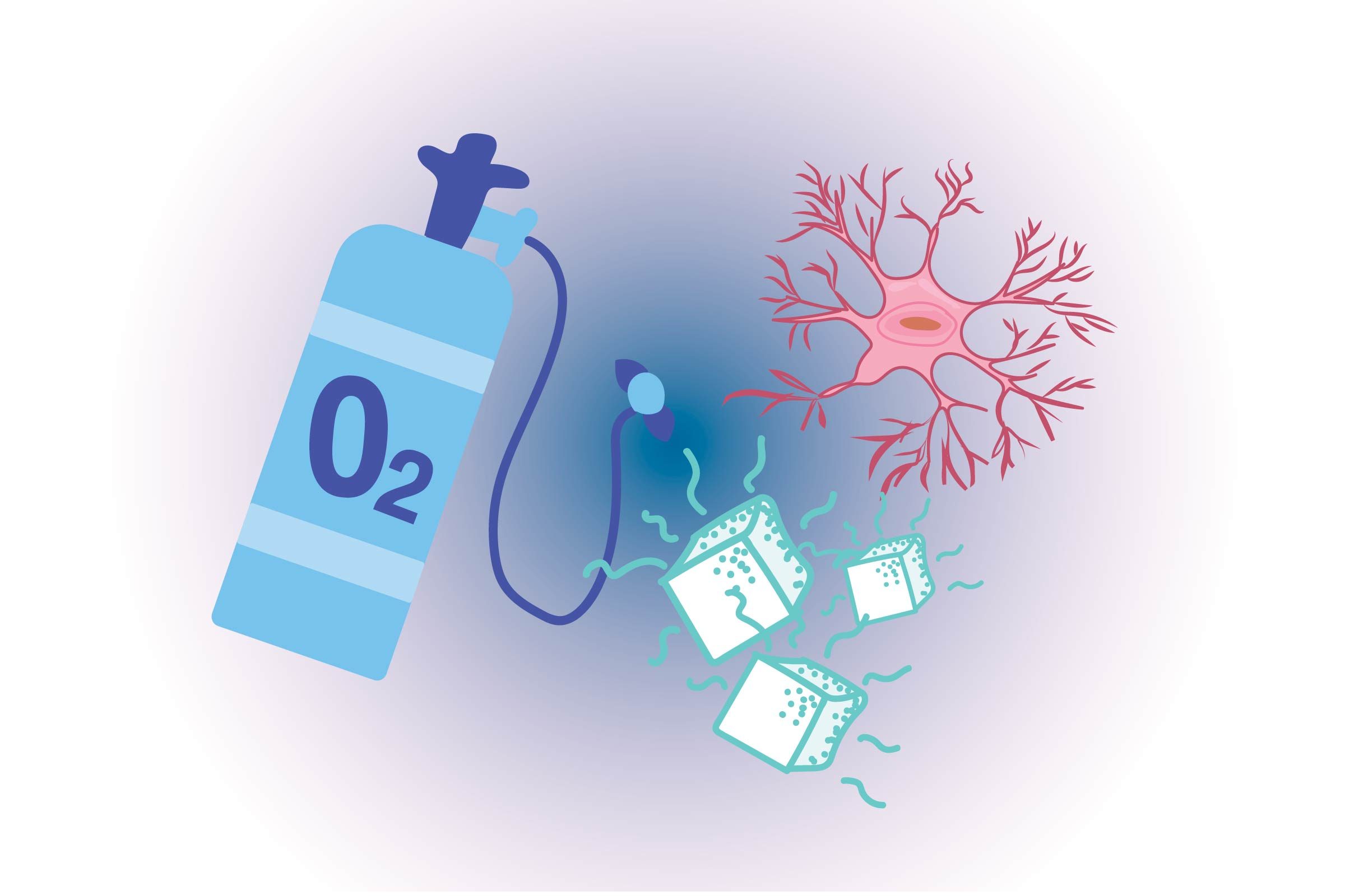 Brain cell with oxygen tank 