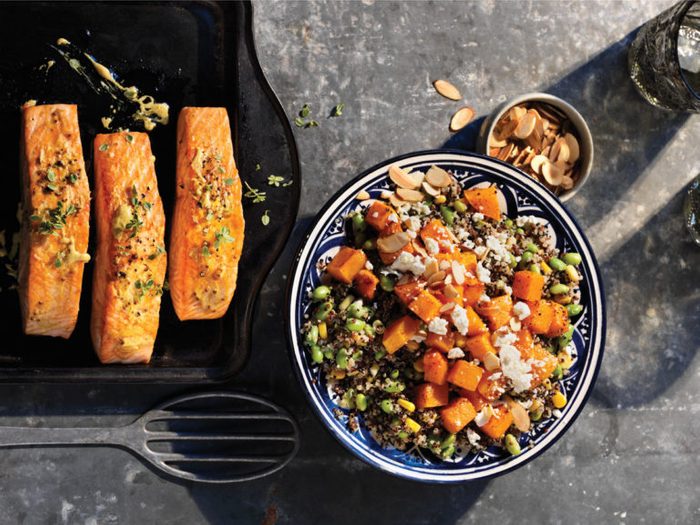 Healthy Weeknight Dinner Recipe | Roasted Salmon and Quinoa