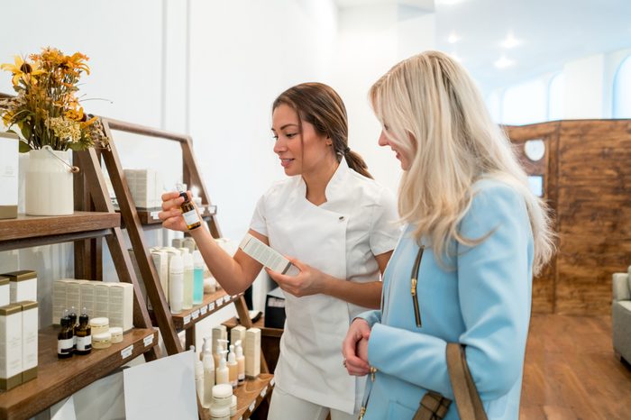woman shopping for skin care products