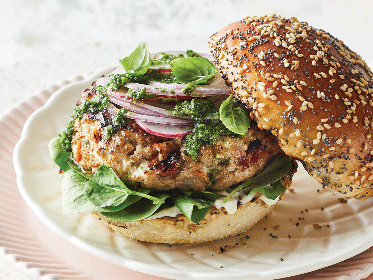 Recipe: Turkey Burgers with Pumpkin Seed Pesto | Best Health Canada