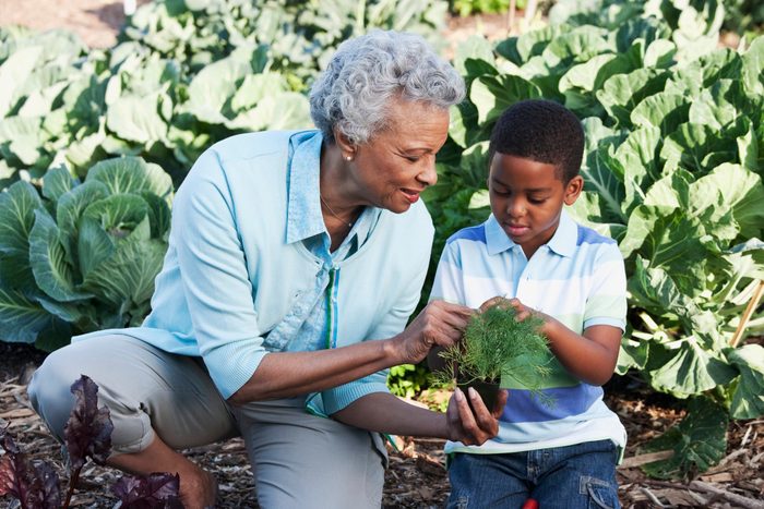 cause dehydration | grandmother and grandson gardening in backyard