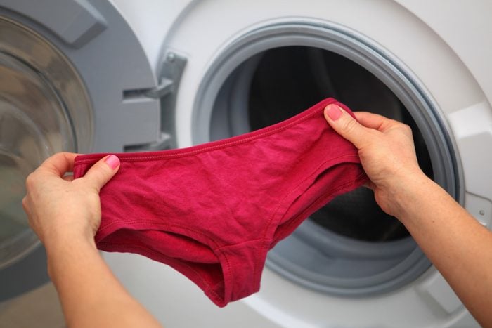 taking underwear out of the wash