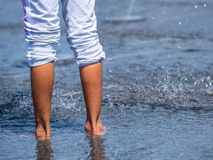 How to make walking less boring - feet in water