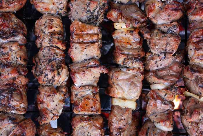 healthier grilling ideas | Full Frame Shot Of Meat On Barbecue Grill