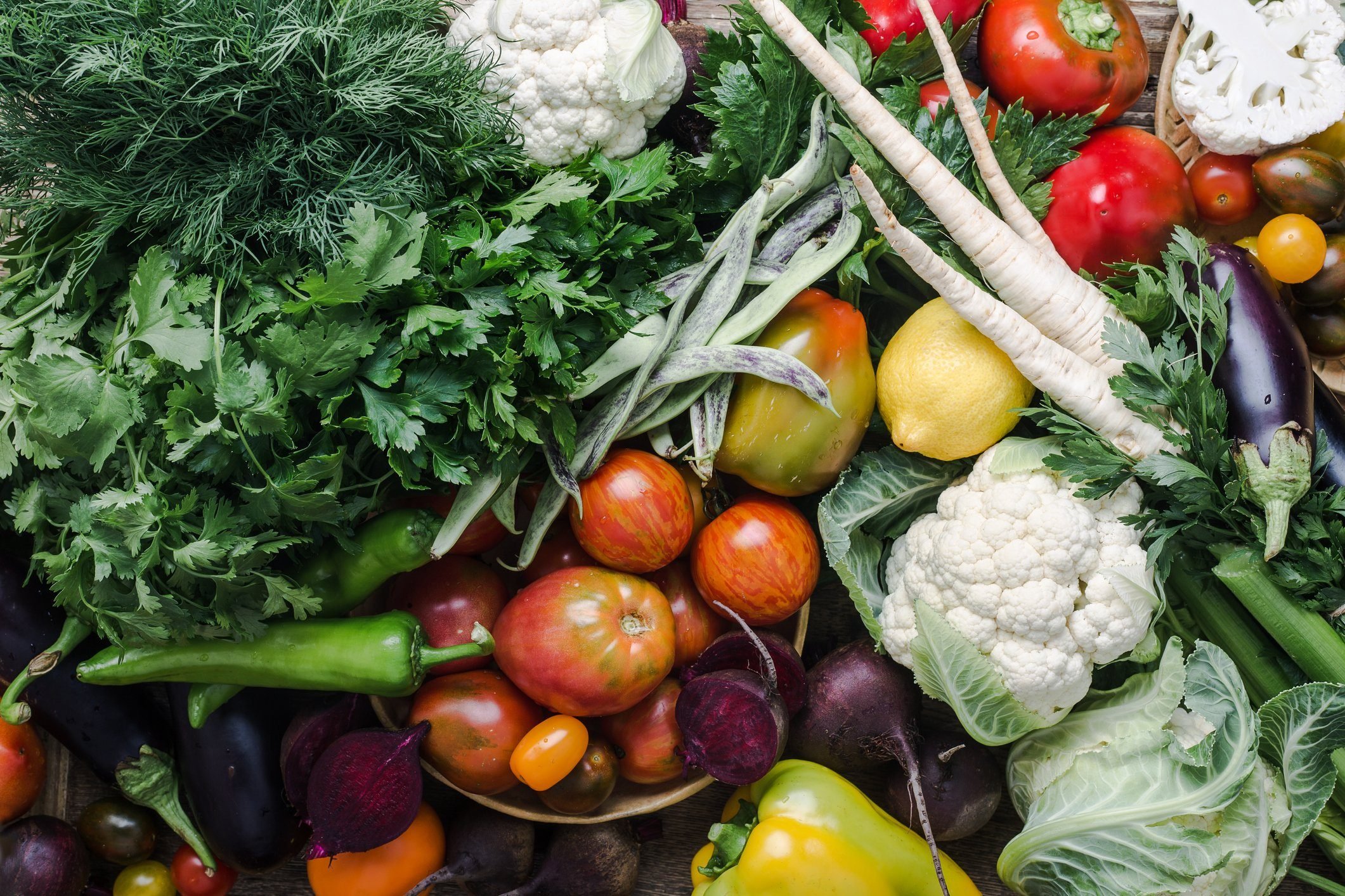 mediterranean diet | colorful variety, plant based food, homegrown crop