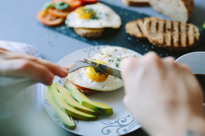 diabetic breakfast | Breakfast with eggs, avocado, bread and tomatoes