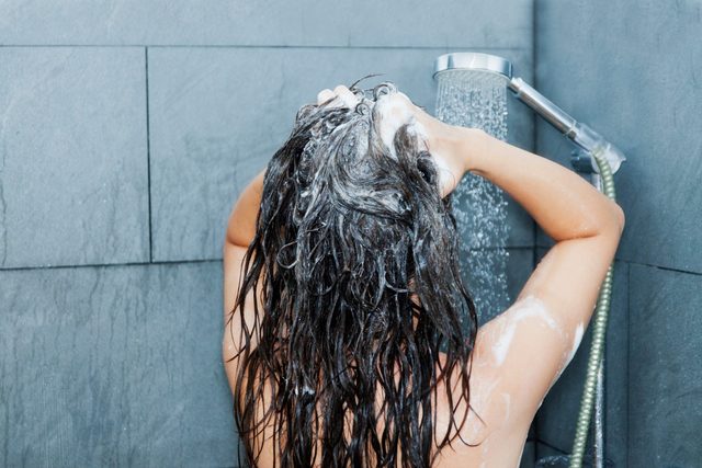 Woman washing her hair