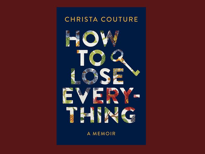 how to lose everything christa couture excerpt | image of christa couture sitting on a couch and her book cover overlaid on top