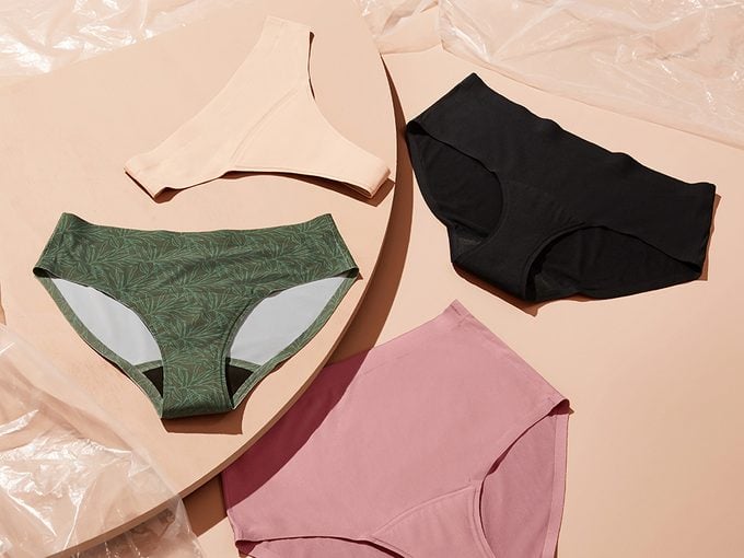period underwear review | knix's period undwewear on a peach background